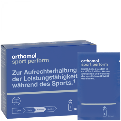 Orthomol Sport perform – Johannisbeere + Koffein · Box mit 32 × 14 g
