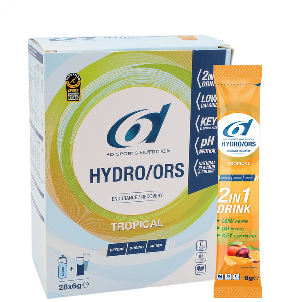 6D Hydro ORS – Tropical · Box mit 28 × 6 g