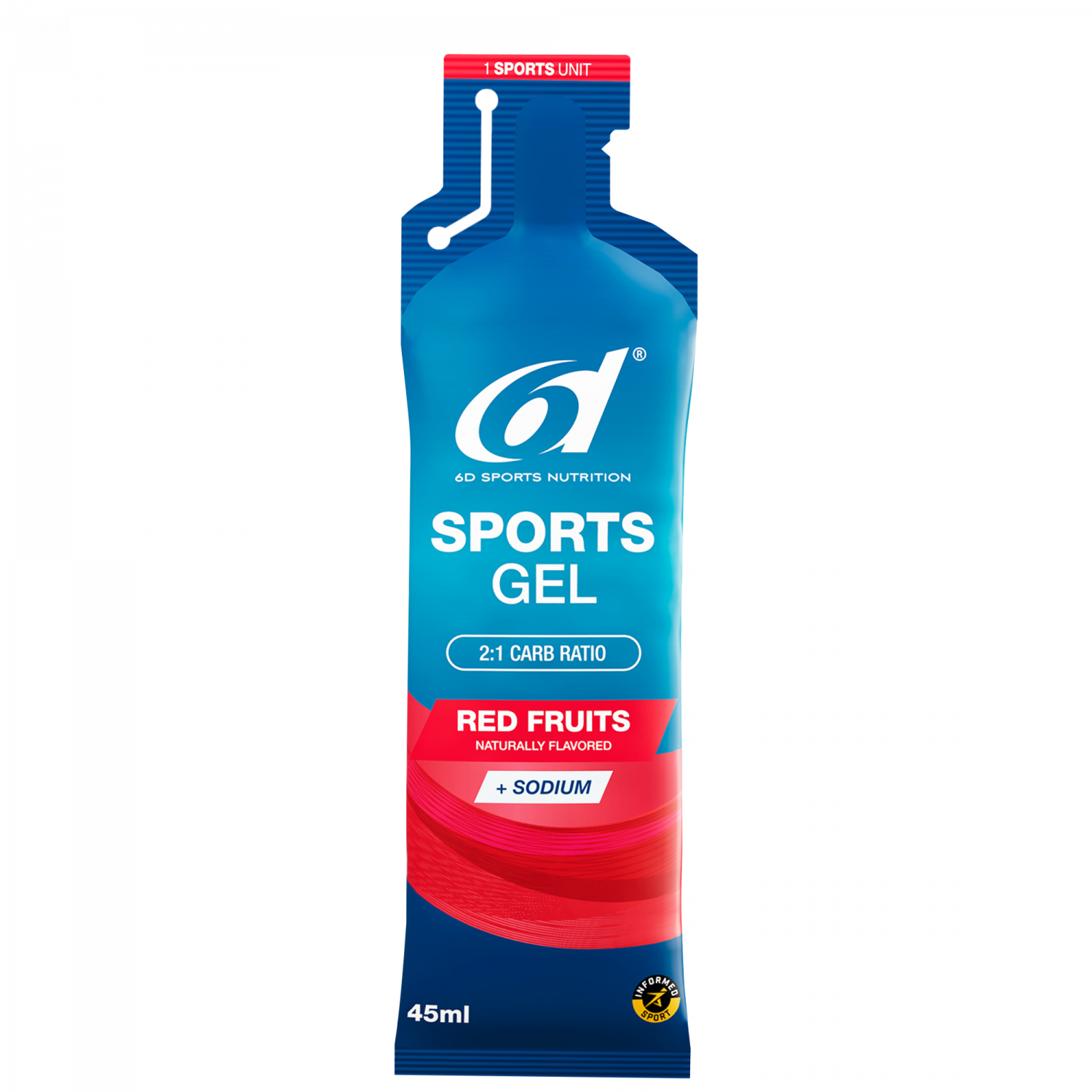6d Sports Gel Rote Früchte 45ml – Energy Gel Verpackung | FuelBox
