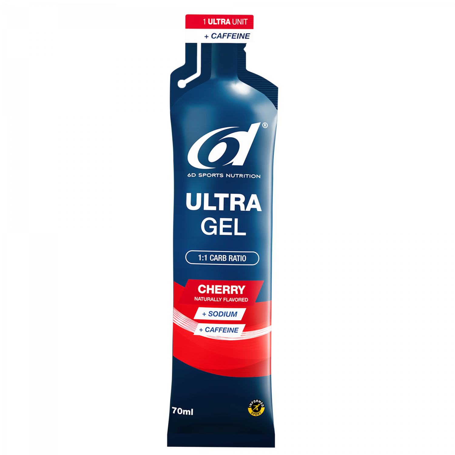 6d Ultra Gel Kirsche + Koffein 70ml – Energy Gel Verpackung | FuelBox