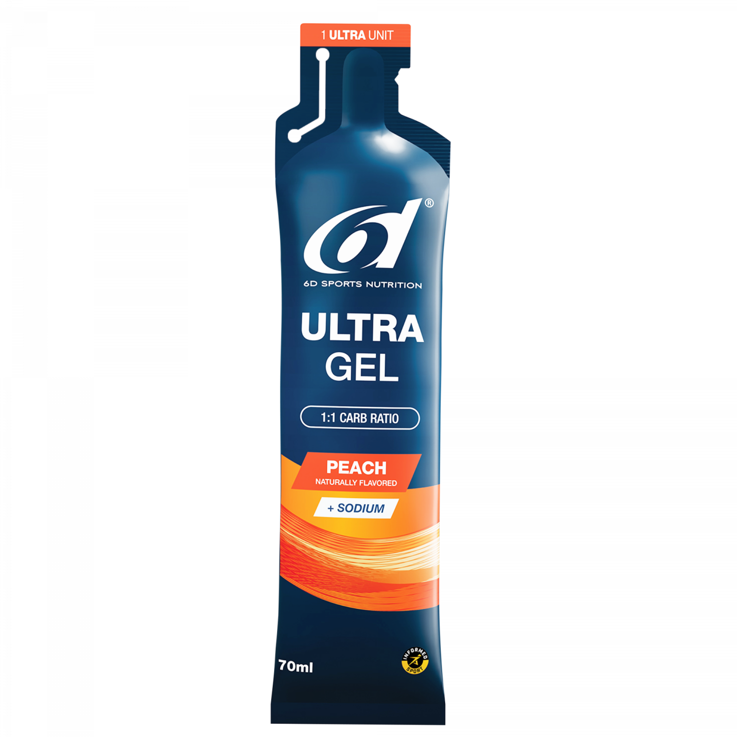6d Ultra Gel Pfirsich 70ml – Energy Gel Verpackung | FuelBox