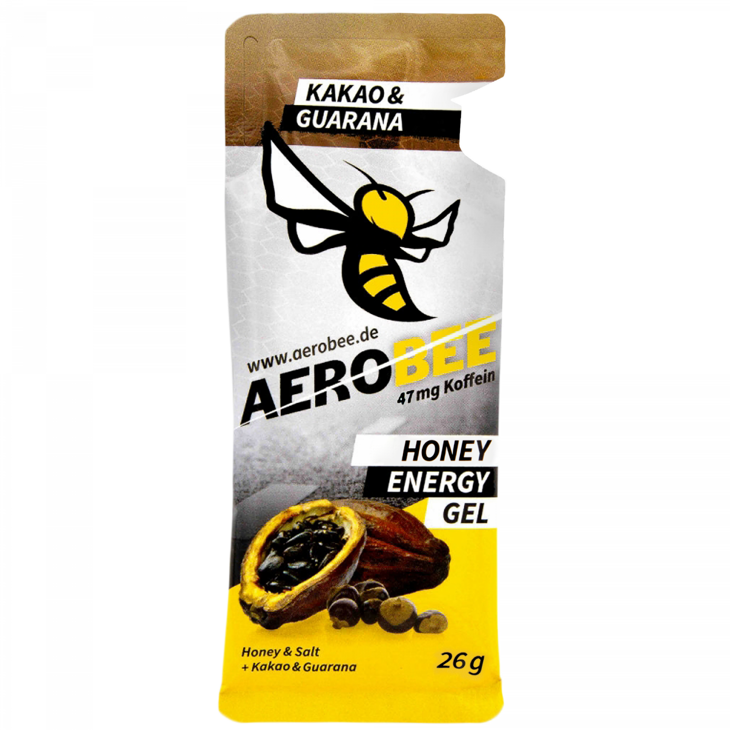 AEROBEE Honey Energy Gel Kakao + Koffein 26g – Energy Gel Verpackung | FuelBox
