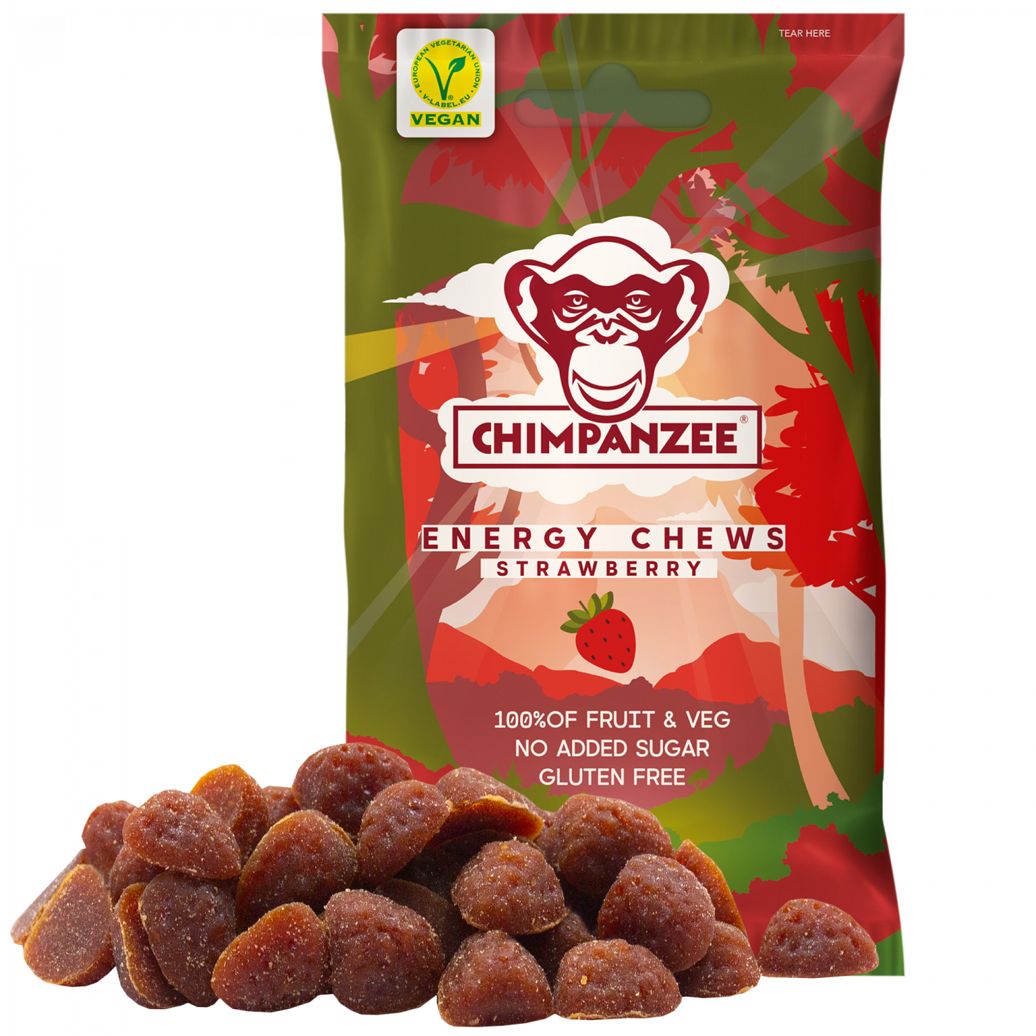 CHIMPANZEE Energy Chews Mini Gums – Erdbeere