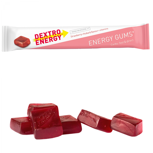 DEXTRO ENERGY Energy Gums – Erdbeer-Rhabarber + Vitamine