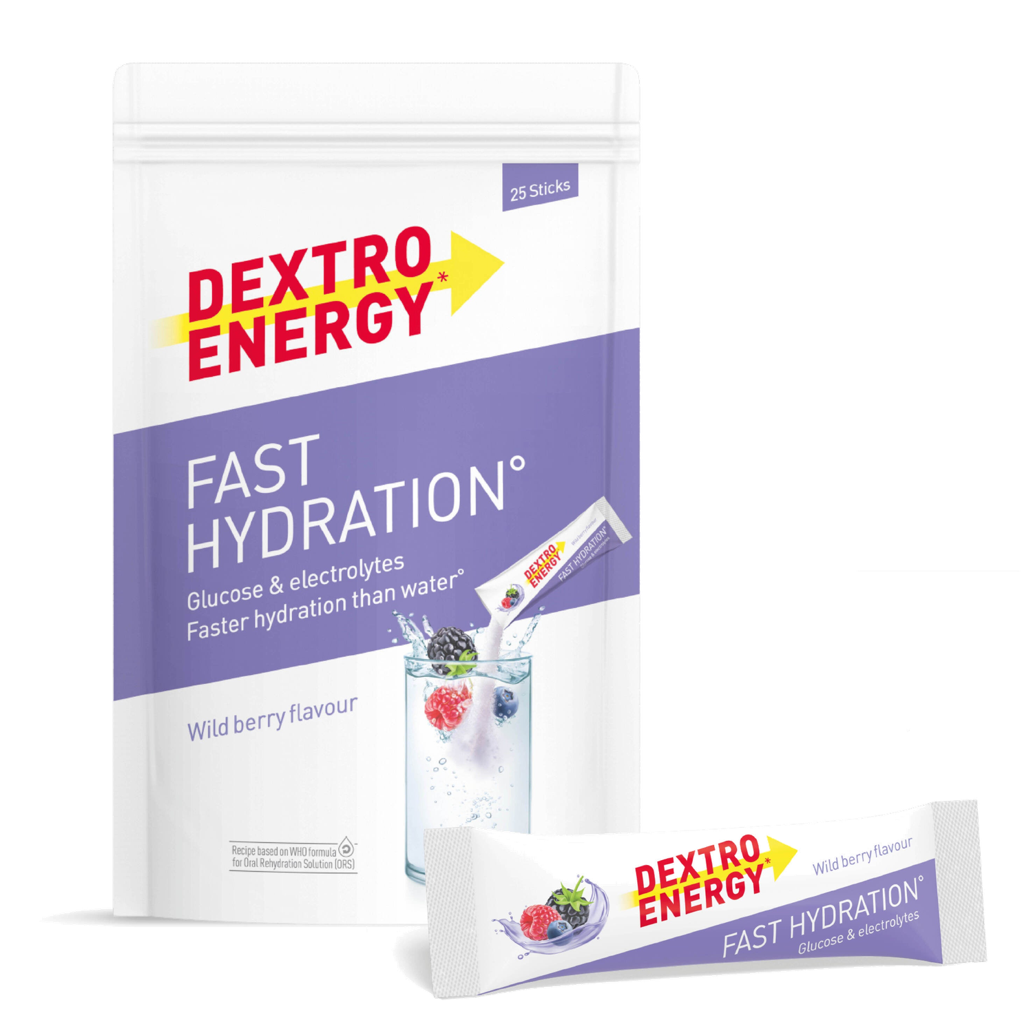 Dextro Energy Fast Hydration – Beeren-Mix · 25 × 14,5 g