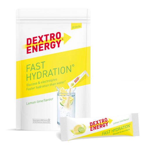 Dextro Energy Fast Hydration – Zitrone-Limette · 25 × 14,5 g