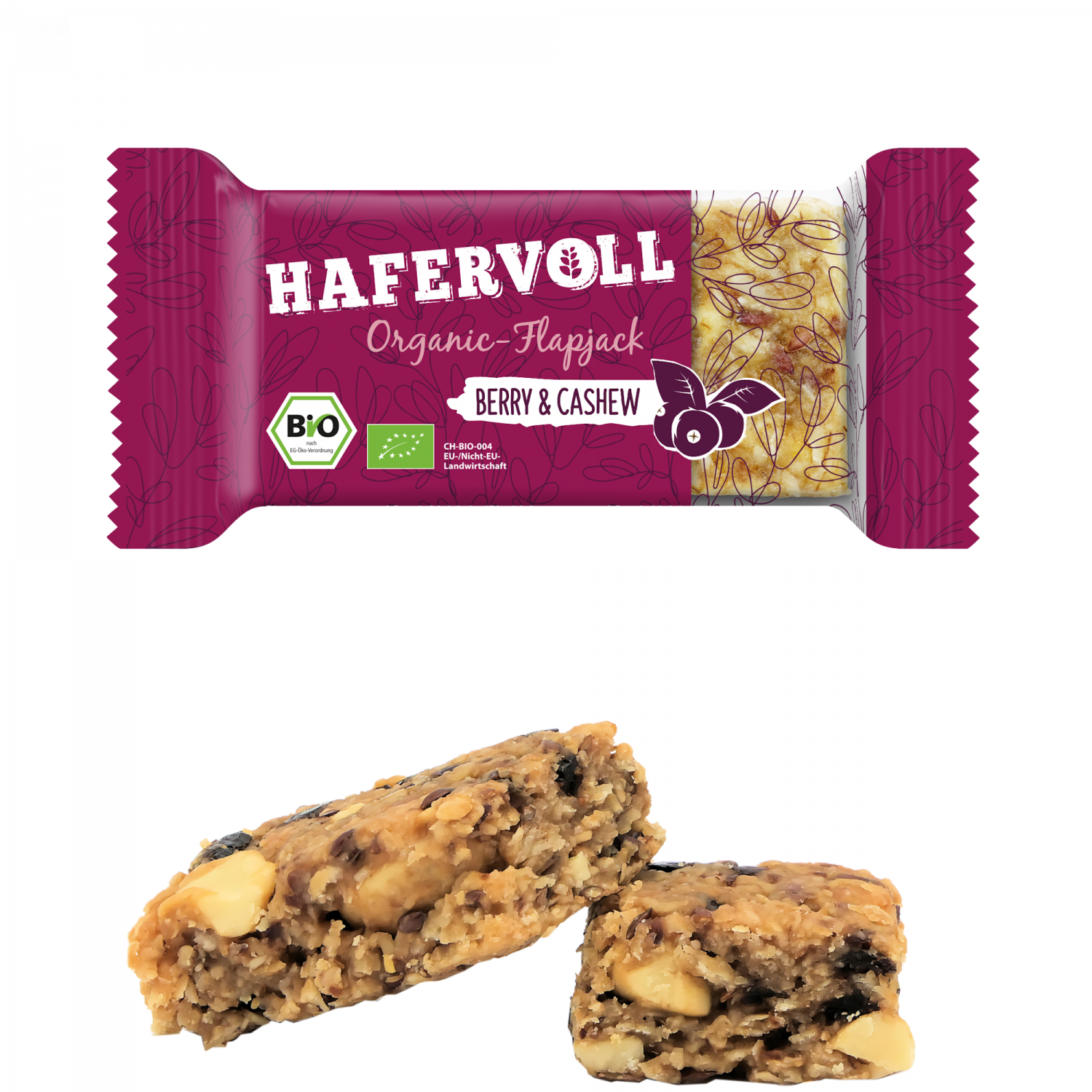 HAFERVOLL Organic Flapjack – Beere-Cashew