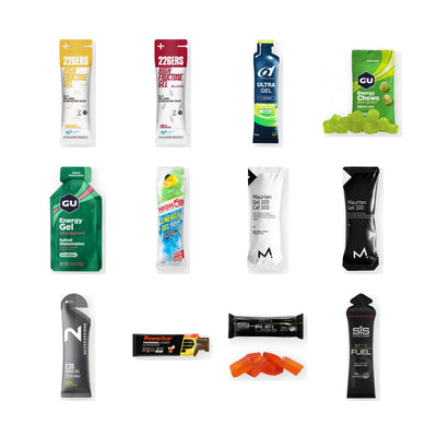 Marathon Race Box von FuelBox mit Energy Gels und Chews für Marathon-Training