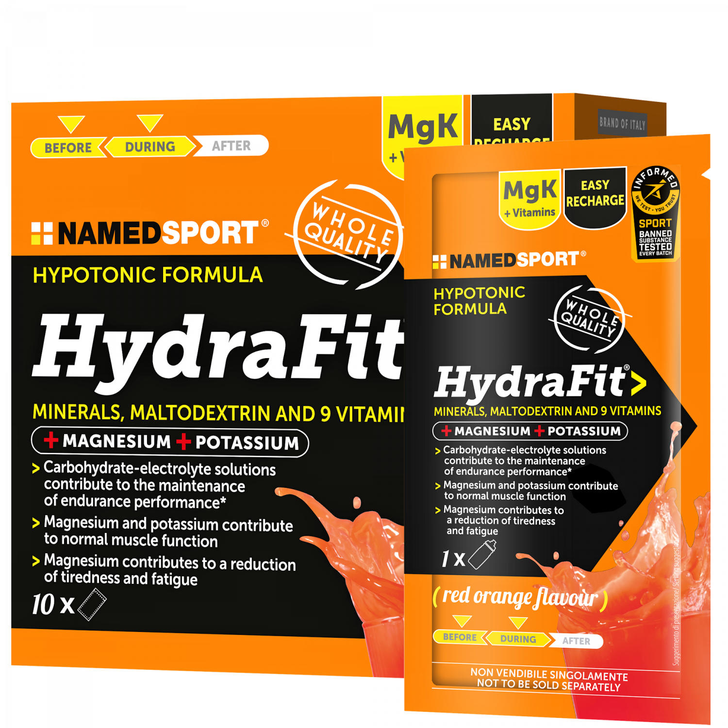 NAMEDSPORT HydraFit Hypotonic Drink – Blutorange · 10 x 20 g