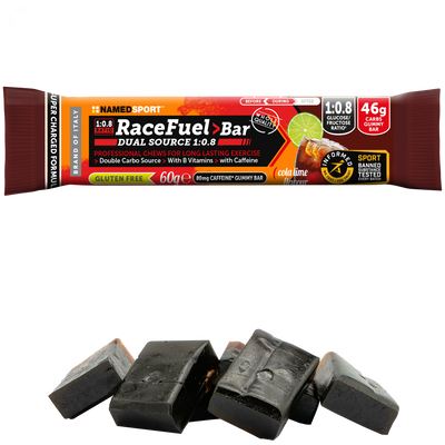 NAMEDSPORT Race Fuel Bar Gummy Bar – Cola-Limette + Koffein
