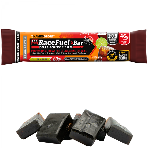 NAMEDSPORT Race Fuel Bar Gummy Bar – Cola-Limette + Koffein