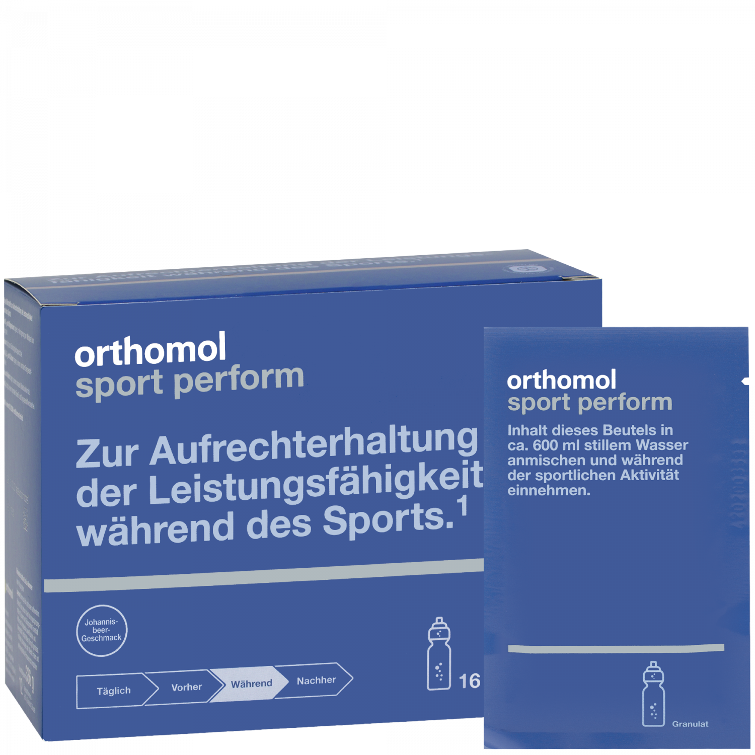 Orthomol Sport perform – Johannisbeere + Koffein · Box mit 32 × 14 g