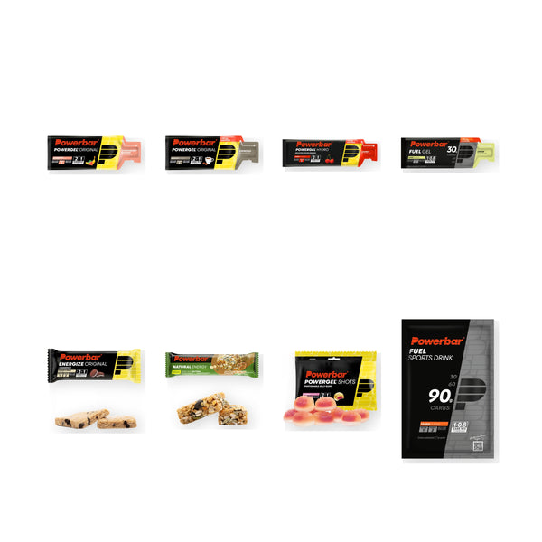 Powerbar Race Wunschbox mit acht wählbaren Sportnahrungsprodukten