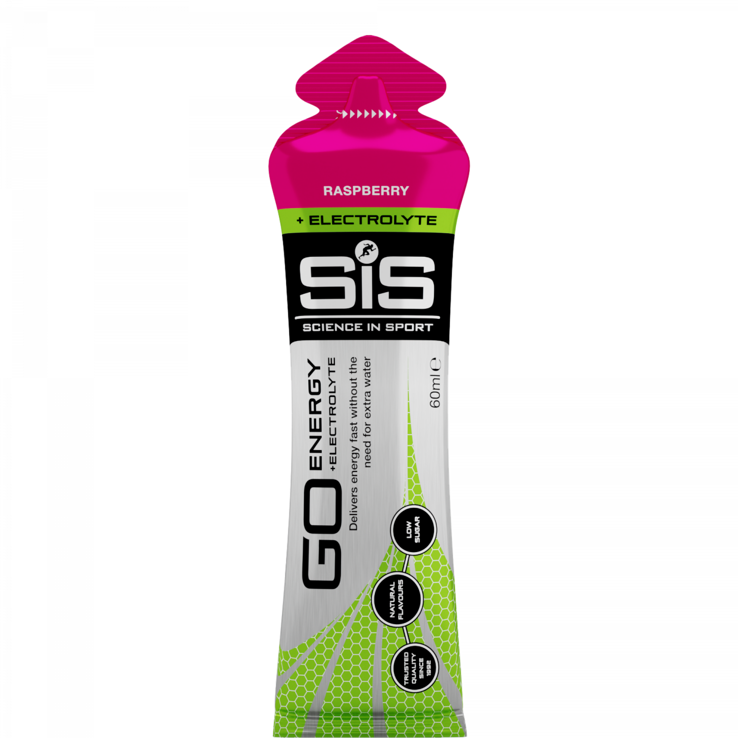 SiS GO Energy + Electrolyte Gel Himbeer 60ml – Energy Gel Verpackung | FuelBox