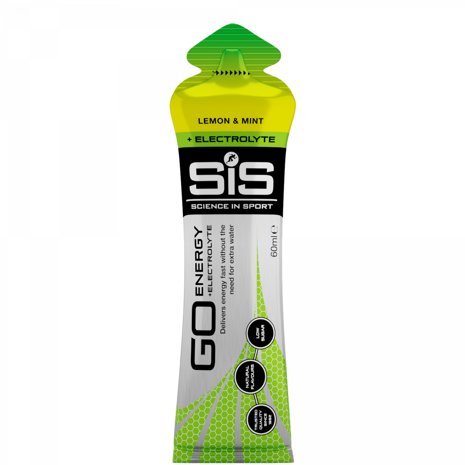 SiS GO Energy + Electrolyte Gel Zitrone-Minze 60ml – Energy Gel Verpackung | FuelBox