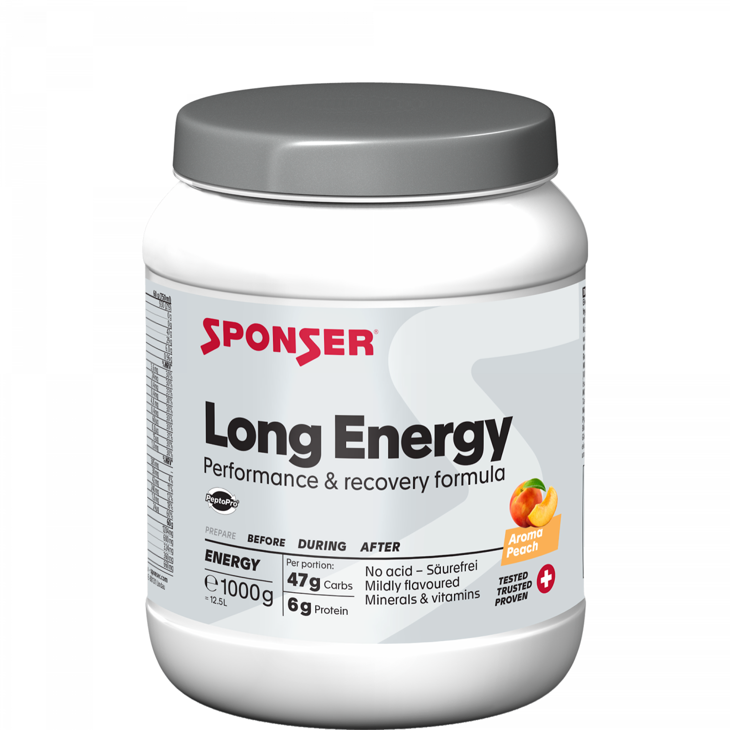 SPONSER Long Energy Peach – Pfirsich · 1000 g