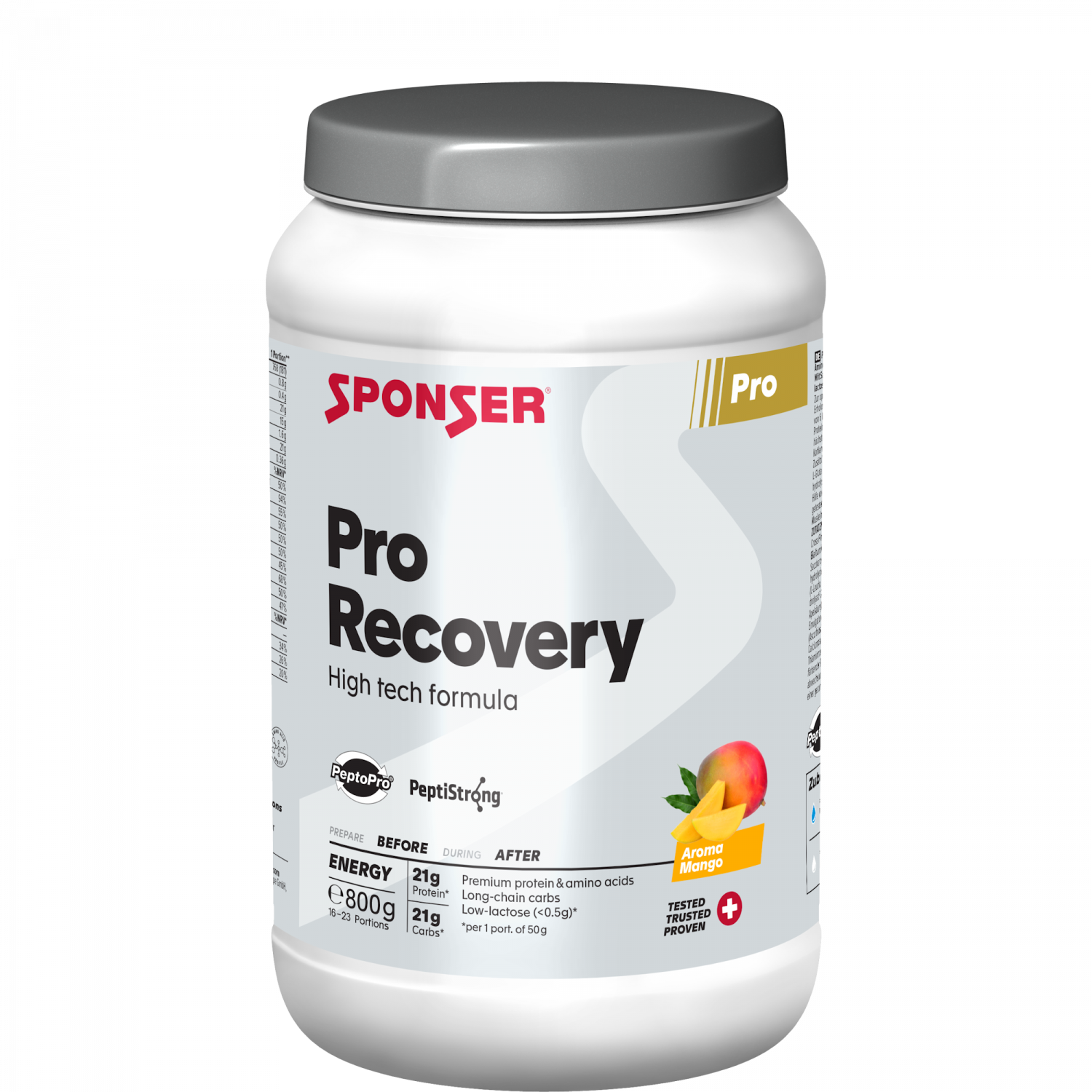 SPONSER Pro Recovery Shake – Mango · 800 g Dose