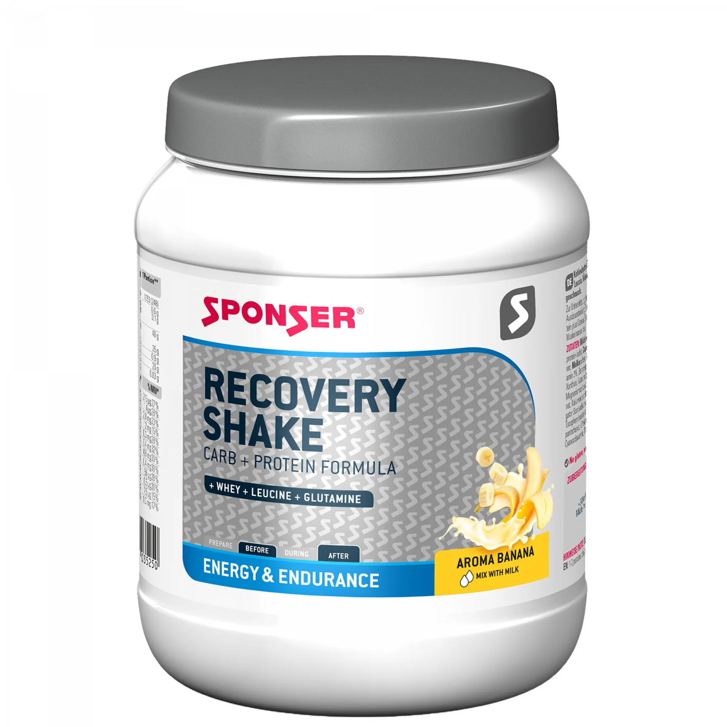 SPONSER Recovery Shake – Banane · 900 g Dose