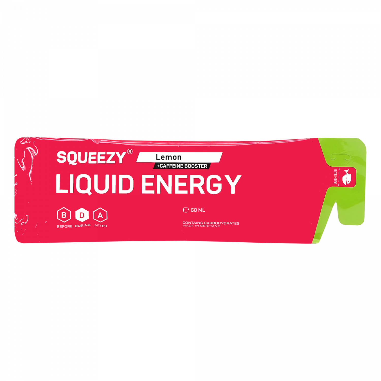 SQUEEZY Liquid Energy Gel Zitrone + Koffein 60ml – Energy Gel Verpackung | FuelBox